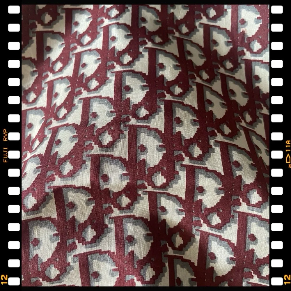 Christian Dior cranberry wine silk wool, digital logo Scarf
